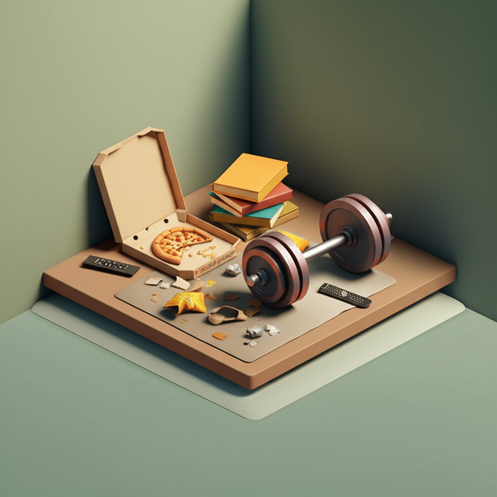 Exercise Is Junk quote graphic prompting health habit reconsideration.