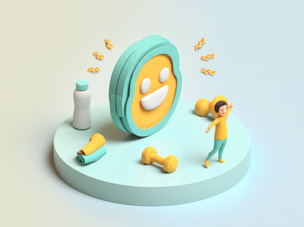 Smiling person enjoying workout. Underrated power of a chuckle boosts fitness.