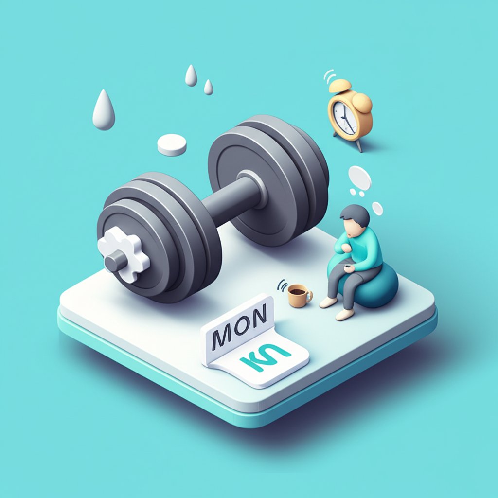 Person overcoming Monday's unique fitness challenge, starting the week's workout.